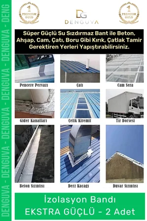 #İzolasyonBandı Su Geçirmez Dayanıklı Yeşil Çok Amaçlı Tamir Yalıtım Montaj İzolasyon Bandı 48mm x 10m 2 Adet