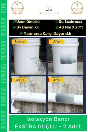 #İzolasyonBandı Su Geçirmez Dayanıklı Yeşil Çok Amaçlı Tamir Yalıtım Montaj İzolasyon Bandı 48mm x 10m 2 Adet
