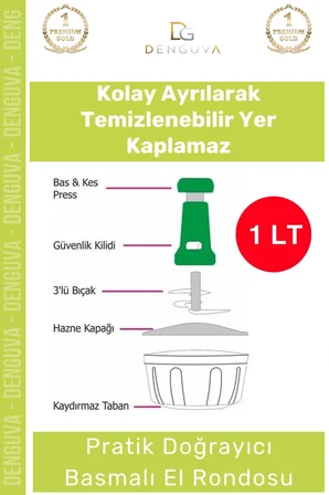 #ElRondosu Paslanmaz Çelik Bıçaklı Pratik El Rondosu Manuel Basmalı Sebze Meyve Soğan Doğrayıcı
