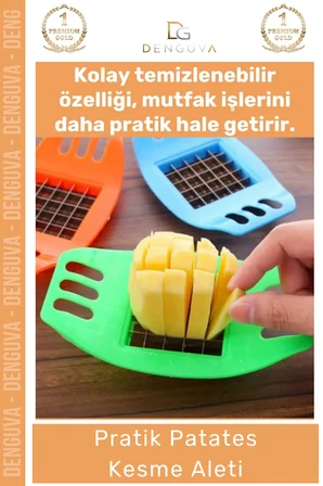 #KesmeAleti Pratik Patates Kesici İ Taraflı Kulplu Kızartmalık Hızlı Homojen Doğrama Düzenli Kesme Aleti