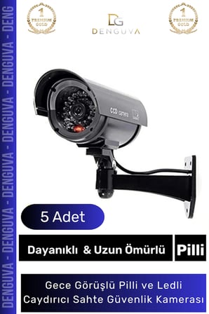 GüvenlikKamerası Caydırıcı Gece Görüş Görünümlü Aktivasyon Işıklı Pilli Kaliteli Shte Güvenlik Kamerası - 5 Adet