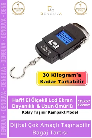 #Tartı Dijital Hassas Ölçüm Yapan Taşınabilir Kompakt ABS Plastik Gövdeli Bagaj Tartısı Max 30