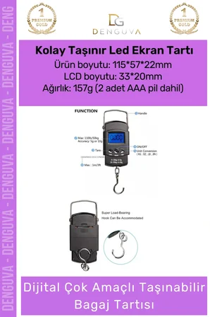 #Tartı Dijital Hassas Ölçüm Yapan Taşınabilir Kompakt ABS Plastik Gövdeli Bagaj Tartısı Max 30