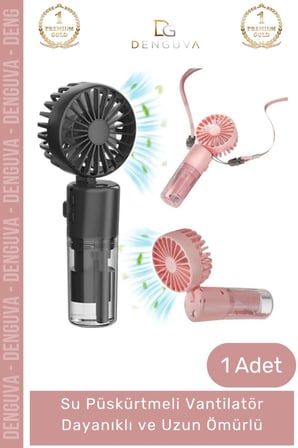 #Elfanı Taşınabilir 3 Kademeli 1200 Mah Usb Şarjlı Su Hazneli Püskürtmeli Mini Klima Vantilatör