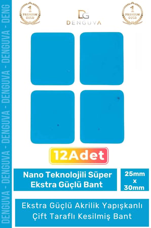 #Bant Profesyonel Güçlü Endüstriyel Montaj Sabitleme Çift Taraflı 25x30mm Asma Bant 12 Adet