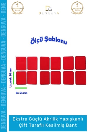 #Bant Profesyonel Güçlü Endüstriyel Montaj Sabitleme Çift Taraflı 25x30mm Asma Bant 12 Adet