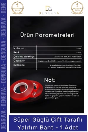 #Bant Nano VHB Şeffaf Güçlü Traceless Yıkanabilir Çift Taraflı Silikon Bant 18mm x 1,5m - 1 Adet