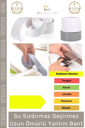 #Bant Su Sızdırmaz Lavabo Küvet Kenar Bandı İ̇Thal Kaliteli Küf Önleyici Gri Bant 3.2M - 1 Adet