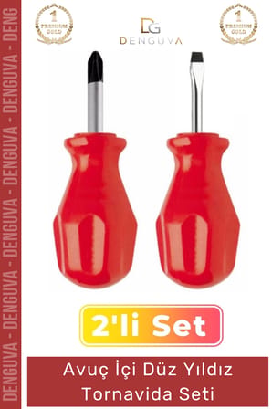 #Tornavida Profesyonel Ev Tipi Dayanıklı Çelik Uçlu Ergonomik Saplı Pratik Onarım Düz Yıldız 2'li Tornavida Seti
