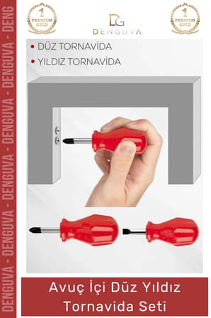 #Tornavida Profesyonel Ev Tipi Dayanıklı Çelik Uçlu Ergonomik Saplı Pratik Onarım Düz Yıldız 2'li Tornavida Seti