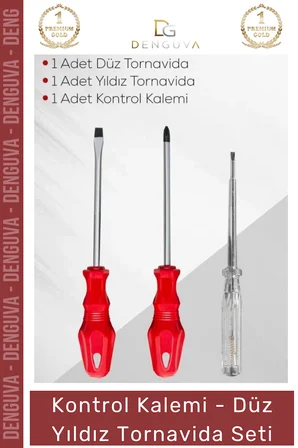 #Tornavida Kaliteli Dayanıklı Ergonomik Tamir Takımı Yıldız Kontrol Kalemi 3'lü Tornavida Seti