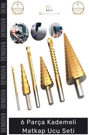 #MatkapUcu Titanyum Kaplı HSS Kademeli Metal Ahşap Delici Matkap Ucu Sac Delme 6 Parça Panç Seti