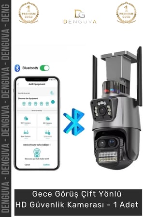 #GüvenlikKamerası 3 Lens Wi Fi IP66 Gece Görüşlü 2 4GHz Çift Ekranlı Hareket Sensörlü HD Güvenlik Kamerası