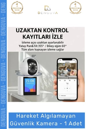 #GüvenlikKamerası Akıllı Ev 4MP Gece Görüşlü WiFi Hareket Sensörlü Bebek Uzaktan Erişim Güvenlik Kamerası - 1 Adet