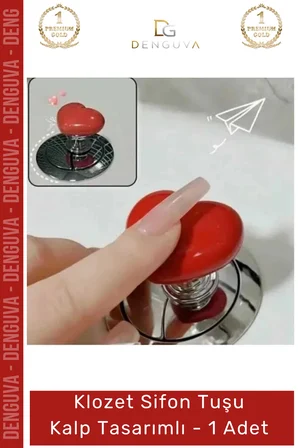 #SifonTuşu Estetik Banyo Aksesuarı Modern Dekoratif Pratik Sifon Klozet Sifon Tuşu Kalp Tasarımlı - 1 Adet