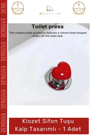 #SifonTuşu Estetik Banyo Aksesuarı Modern Dekoratif Pratik Sifon Klozet Sifon Tuşu Kalp Tasarımlı - 1 Adet