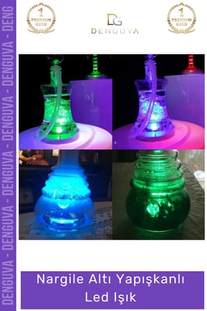 #Led 6 cm 3 Modlu Dekoratif Cam Taban Aydınlatma Ekipmanı Nargile Altı Yapışkanlı Led Işık