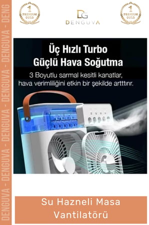#Vantilatör Buharlı Soğutucu Hava Nemlendirici USB Taşınabilir Sessiz Ofis Su Hazneli Masa Vantilatör - 1 Adet