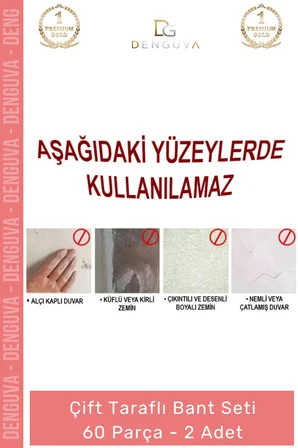 #Bant Nano Şeffaf Montaj Hazır Kesim Sabitleme 60 Parça Kolay Açılır Güçlü Çift Taraflı Bant - 2 Adet