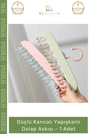 #Askı Mutfak Banyo Düzenleyici Organizer Delme Gerektirmeyen Kancalı Yapışkanlı Dolap Askısı - 1 Adet