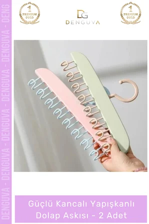 #Askı Mutfak Banyo Düzenleyici Organizer Delme Gerektirmeyen Kancalı Yapışkanlı Dolap Askısı - 2 Adet