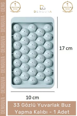 #BuzKalıbı Modern Estetik Mutfak Kapaklı Pratik Buz Küresi Aparatı Yuvarlak Buz Yapma Kalıbı 33 Gözlü - 1 Adet