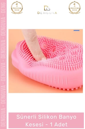 #Kese Süngerli Peeling Etkili Çift Taraflı Masaj Yapan Yumuşak Hijyenik Silikon Banyo Kesesi - 1 Adet