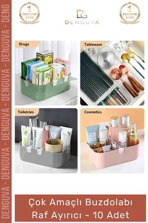 #RafAyırıcı Mutfak Düzenleyici Plastik Organizer Dolap İçi Pratik Set Buzdolabı Raf Ayırıcı - 10 Adet