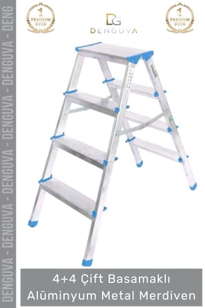 #Merdiven Dayanıklı Hafif Katlanabilir 92 cm Çift Yön 4+4 Çift Basamaklı Alüminyum Metal Merdiven