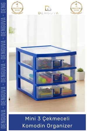 #Çekmece Masa Üstü Ofis Makyaj Takı Şeffaf Plastik Masaüstü Mini 3 Çekmeceli Komodin Organizer - 1 Adet