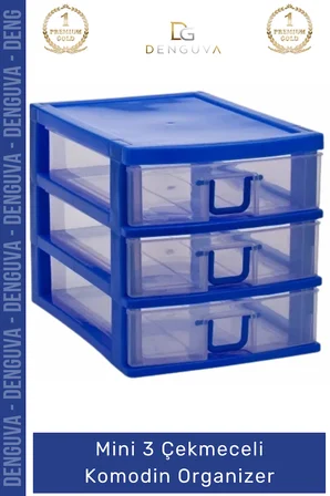 #Çekmece Masa Üstü Ofis Makyaj Takı Şeffaf Plastik Masaüstü Mini 3 Çekmeceli Komodin Organizer - 1 Adet