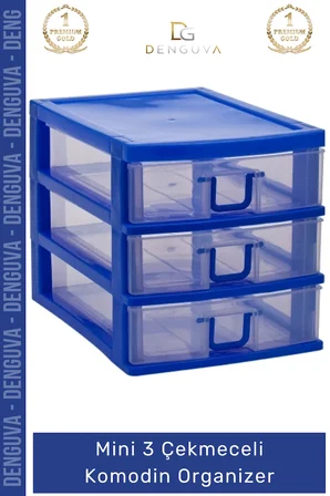 #Çekmece Masa Üstü Ofis Makyaj Takı Şeffaf Plastik Masaüstü Mini 3 Çekmeceli Komodin Organizer - 1 Adet