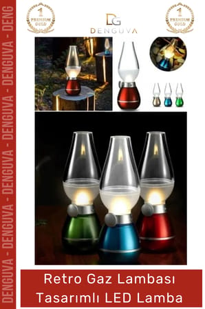#ledlamba nostaljik şarjlı usb üfleme sensörlü dimmerli masa retro gaz lambası tasarımlı led lamba - 1 adet