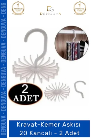 #KravatAskısı Dolap İçi Düzenleyici Gardırop Askısı Şal Eşarp Kravat Kemer Askısı 20 Kancalı - 2 Adet