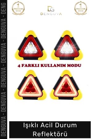 #Reflektör Solar LED Güneş Panelli Powerbank Şarjlı Katlanabilir Trafik Işıklı Acil Durum Reflektör