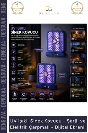 #SinekKouvucu Sinek Kovucu Mor UV Işık Şarjlı Taşınabilir Haşere Elektrik Çarpmalı Dijital Ekranlı