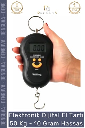 #Tartı Dijital El Kantarı LCD Ekran Portatif Kancalı Pratik 50 Kg Terazi Tartı 10 Gram Hassas - 1 Adet
