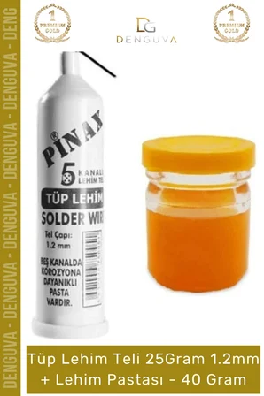 #LehimTeli Profesyonel Elektronik Tamir Havya Malzemesi Lehim Teli 25 Gr 12mm + Lehim Pastası 40 Gram - 1 Adet