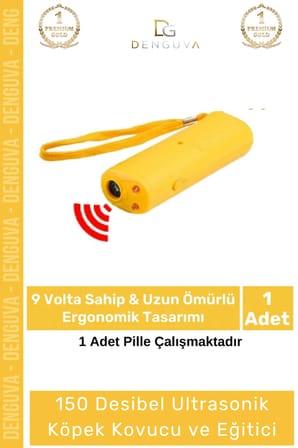#KöpekKovucu Pilli 9 Volt 150 Desibel Caydırıcı Kovucu Portatif El Fenerli Ultrasonik Köpek Uzaklaştırıcı Eğitici - 1 Adet