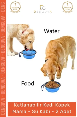 Seyahat Tipi Taşınabilir Kancalı Silikon Katlanabilir Kedi Köpek Evcil Hayvan Mama Su Kabı