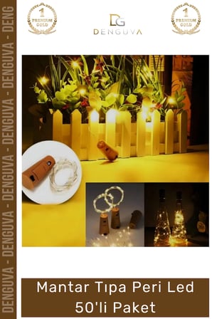 #LedIşık Dekoratif Şişe Süsleme Işığı Günışığı Pilli Esnek Tel Mantar Tıpa Peri Led 50'li Paket