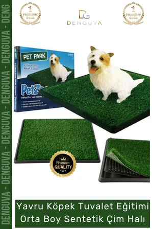 #KöpekEğitim Pet Park Mini Yavru Köpek Tuvalet Eğitim Seti Su Geçirmez Alt Hazneli Orta Boy Sentetik - 1 Adet