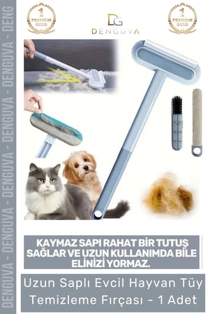#tüyfırçası uzun saplı evcil hayvan kedi köpek koltuk halı araba mikrofiber tüy temizleme fırçası - 1 adet