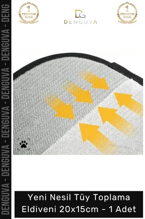 #TüyEldiveni Mikrofiber Çift Yönlü Ergonomik Evcil Hayvan Kedi Köpek Toz Tüy Toplama Eldiveni 20x15 cm - 1 Adet