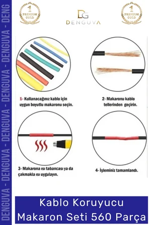 #MakaronSeti Isı Büzüşmeli Daralan Kablo Koruma Elektriksel İzolasyon Termal Makaron Seti 560 Parça