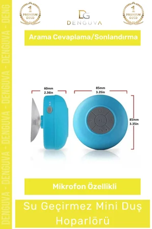 #Hoparlör Su Geçirmez Bluetooth Mikrofonlu Vantuzlu Şarjlı Taşınabilir Duş Kamp Sahil Hoparlörü