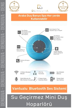#Hoparlör Bluetooth Su Geçirmez Vantuzlu Dahili Mikrofonlu Kablosuz Şarjlı Duş Kamp Sahil Hoparlör