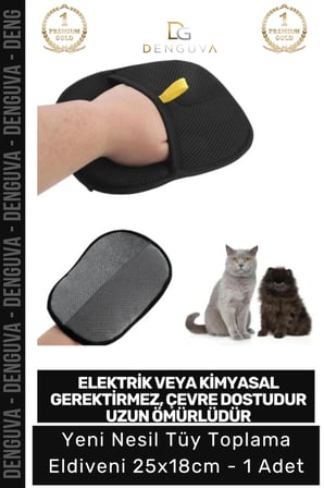 #Tüyeldiveni Yeni Nesil Mikrofiber Kedi Köpek Evcil Hayvan Pratik Temizleme Toz Tüy Toplama Eldiveni 25X18Cm - 1 Adet