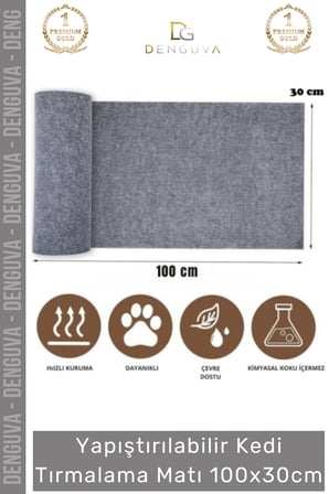 #Kedimatı Yapıştırılabilir Dayanıklı Mobilya Koruyucu  Kedi Tırmalama Matı 100X30Cm - 1 Adet