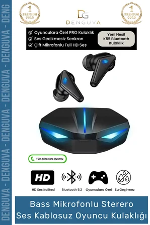 #Kulaklık 3D Stereo ANC Gürültü Engelleyici Suya Dayanıklı Mikrofonlu Bluetooth Kablosuz Oyuncu Kulaklık